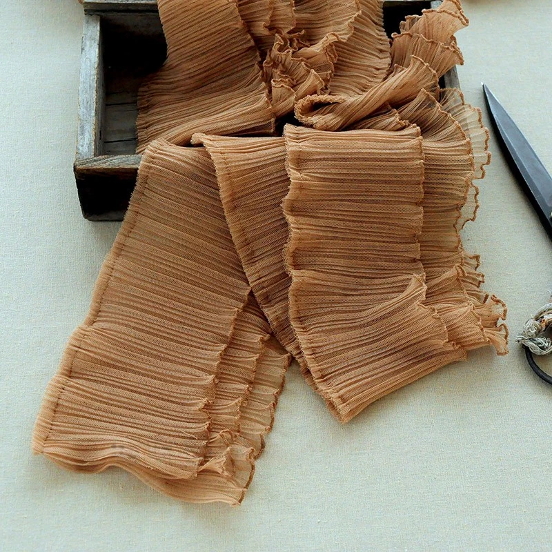 1M tres capas de gasa plisada encaje volantes cinta de costura DIY vestidos de costura faldas mullidas 15CM de ancho adorno de encaje