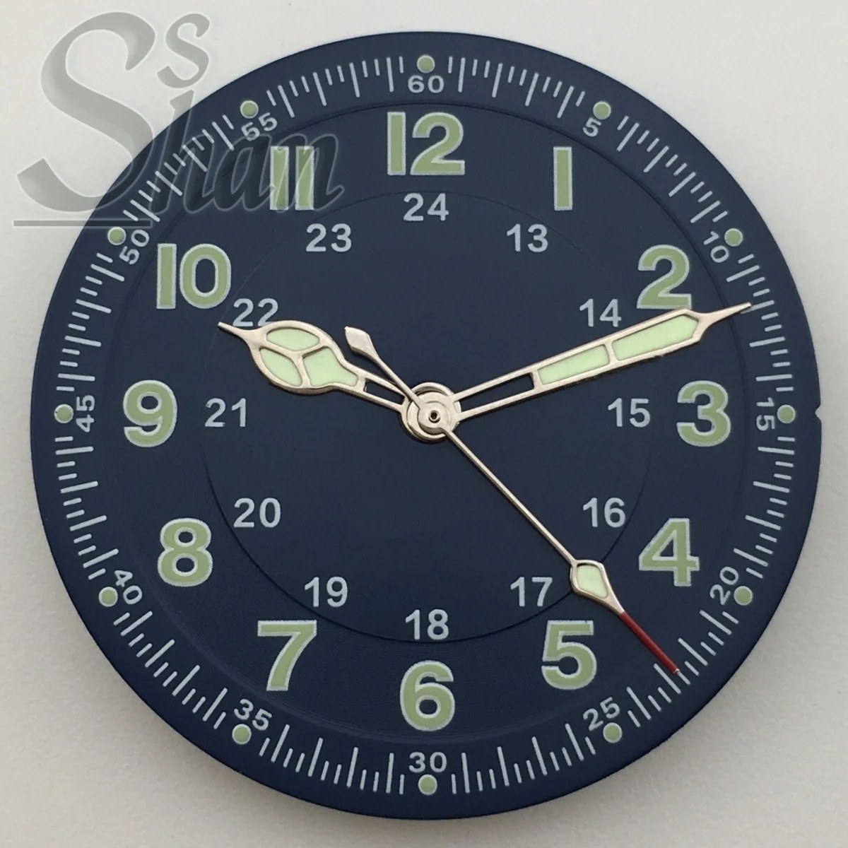 29mm Pilot Blue Watch Dial and Hands Are Suitable for NH35A NH36 ETA2824 PT5000 Movement Modification Accessories Green Luminous