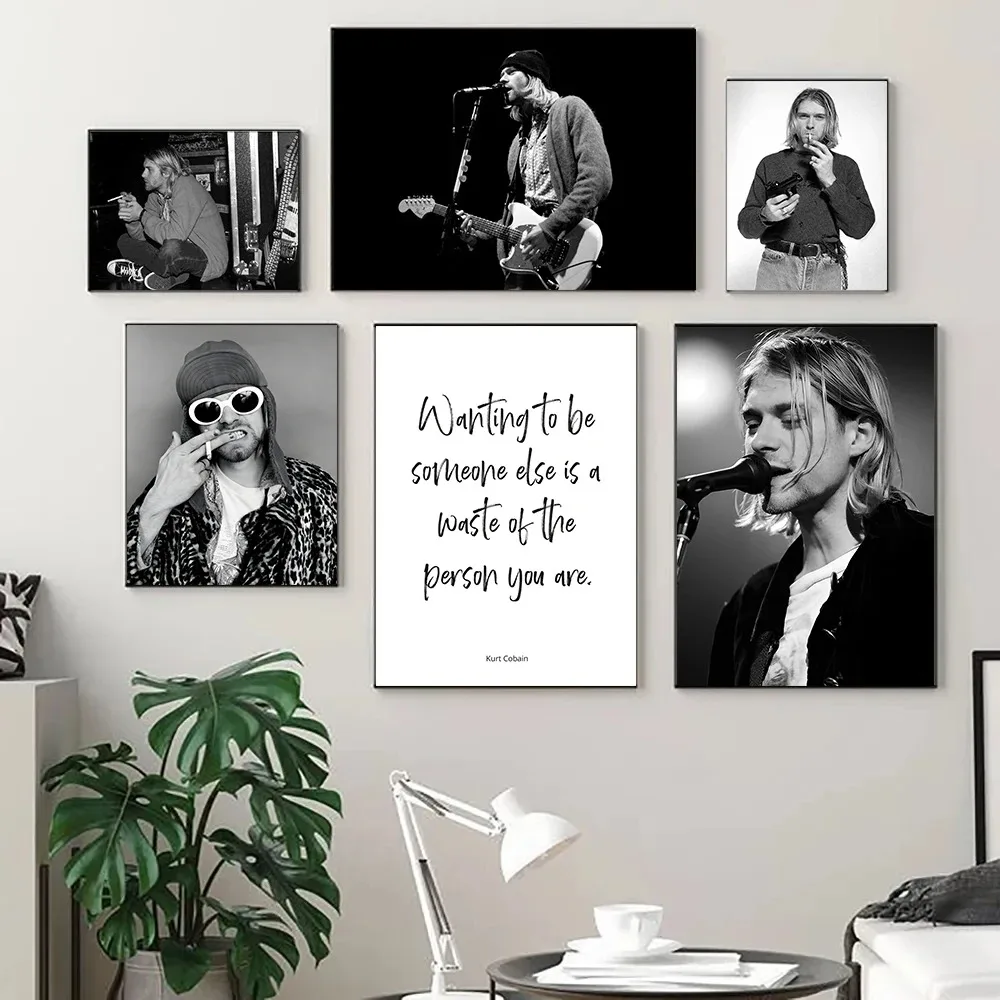 Kurt Cobain Black And White Wall Art Album Cover Photography Poster Canvas Paintings Wall Art Pictures Home Decor