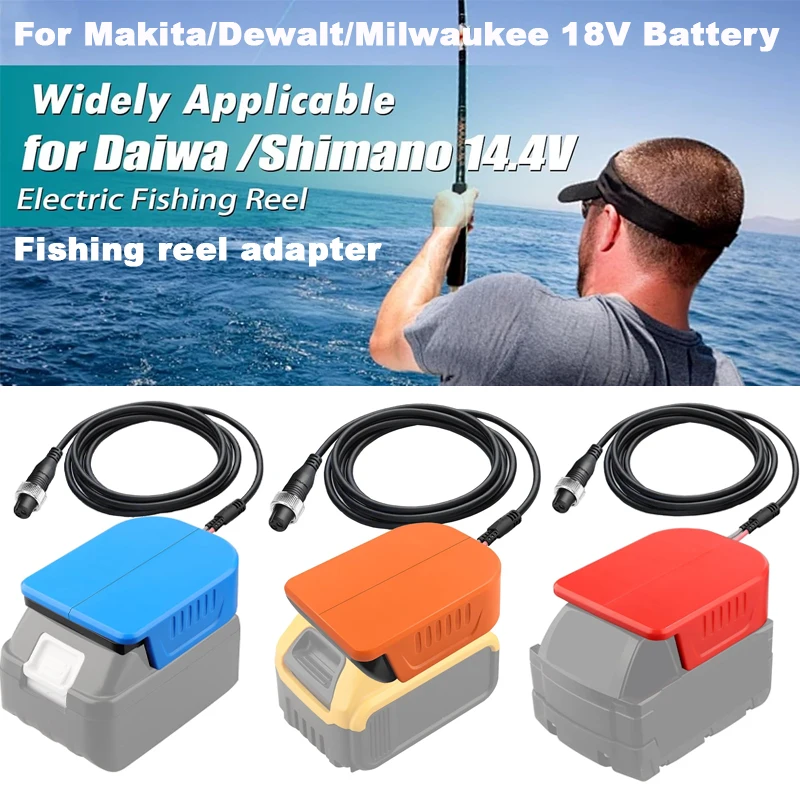 Fishing Reel Battery Adapter for Makita/Dewalt/Milwaukee 18V Battery Work for Daiwa/for Shimano 14.4V Tanacom 750 Seaborg 500MJ