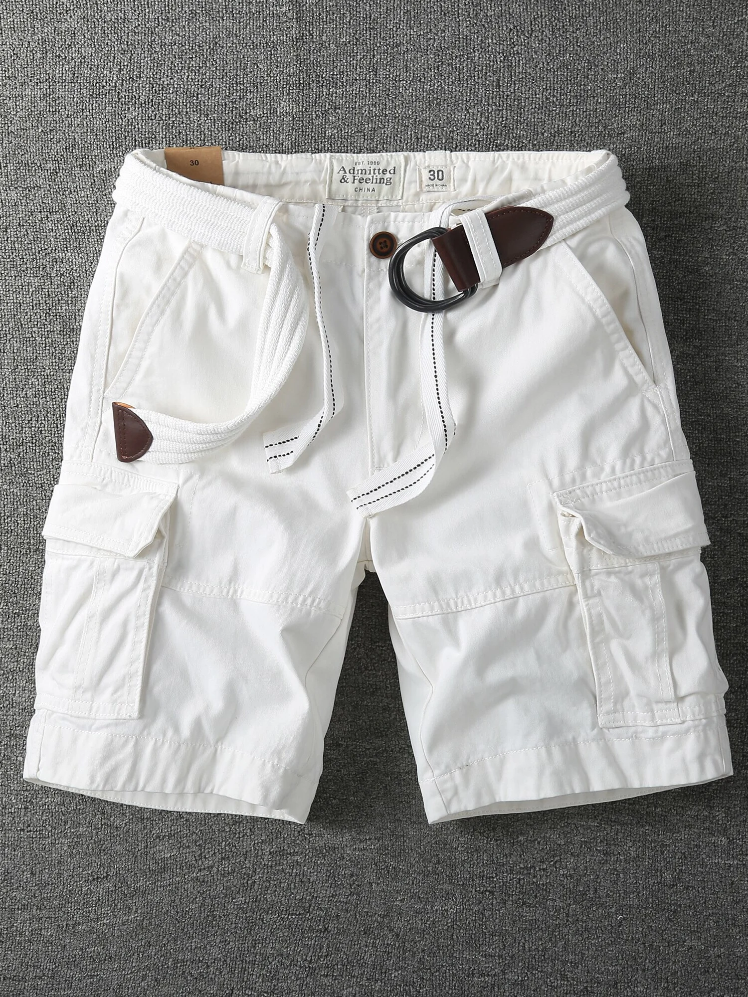 

American Retro Men's Outdoor Loose Multi-ket Workwear orts Straight Leg Five-Quarter Pants Summer Casual Cotton Trousers