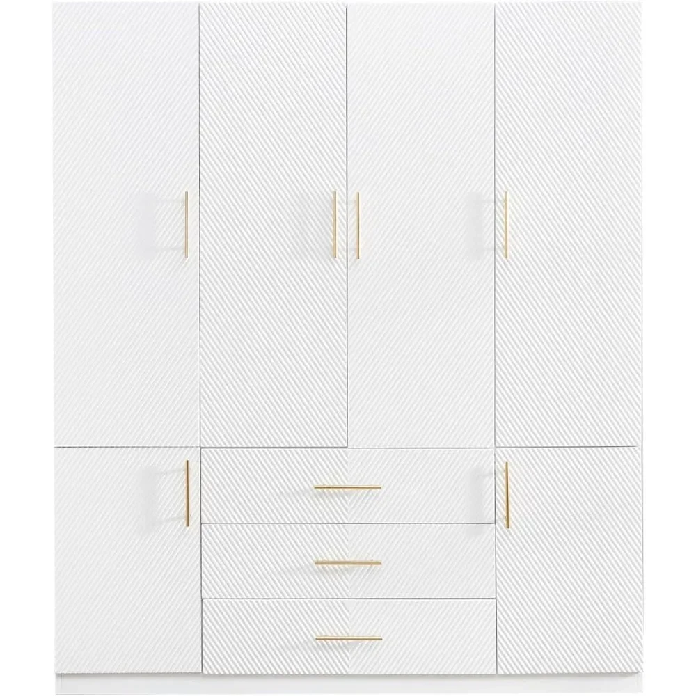 74.2"H White Wood Wardrobe Closet Armoire Freestanding Closet Cabinet for Bedroom Bathroom Clothes Storage Closet Wardrobe image 6
