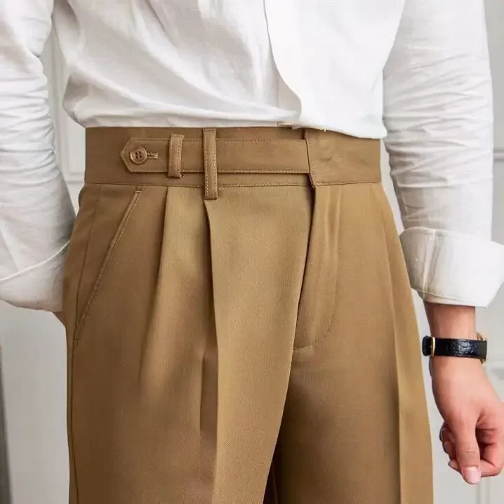 Pantalones rectos de algodón para hombre, pantalón holgado de negocios, sastrería informal, ropa de marca Z95, primavera y otoño, 2024