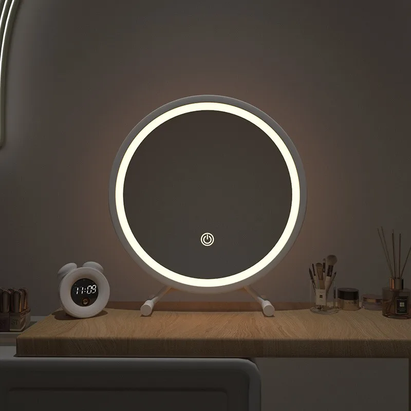 Imagem -04 - Espelho de Maquiagem Grande com Luz Led Mesa Maquiagem Desktop Celebridade Internet Fill Light Espelho Circular Plug And Play