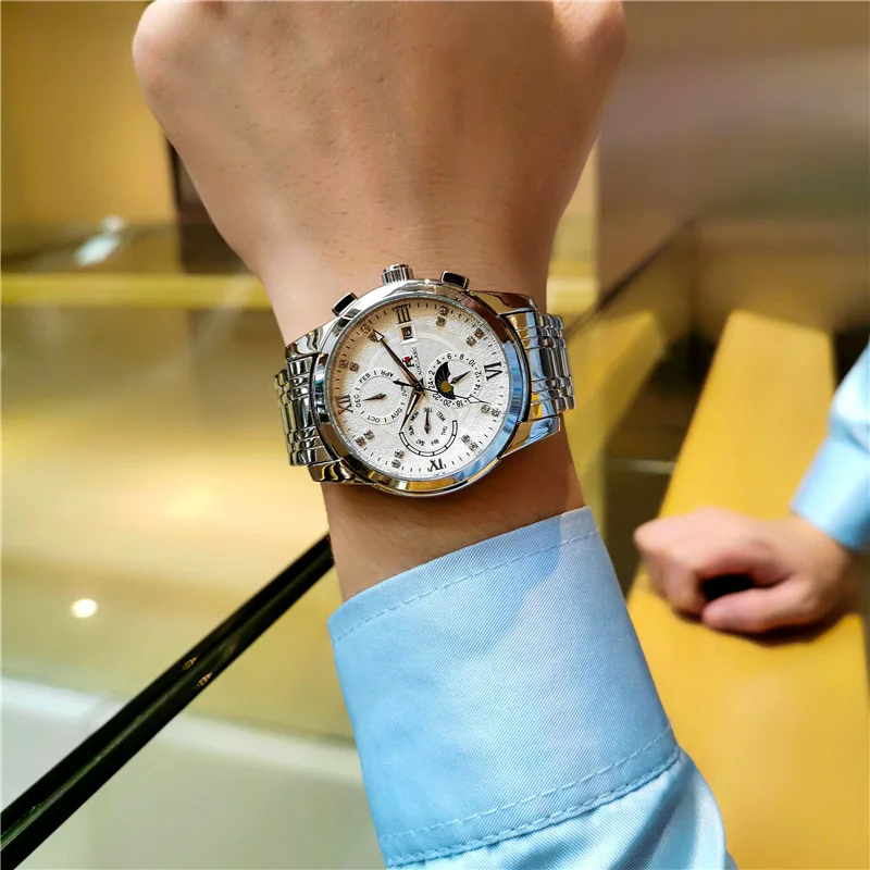 AOKULASIC Automatic Mechanical Watch Small Second Hand Multi Function Waterproof Luminous Tourbillon Mens Student Trendy