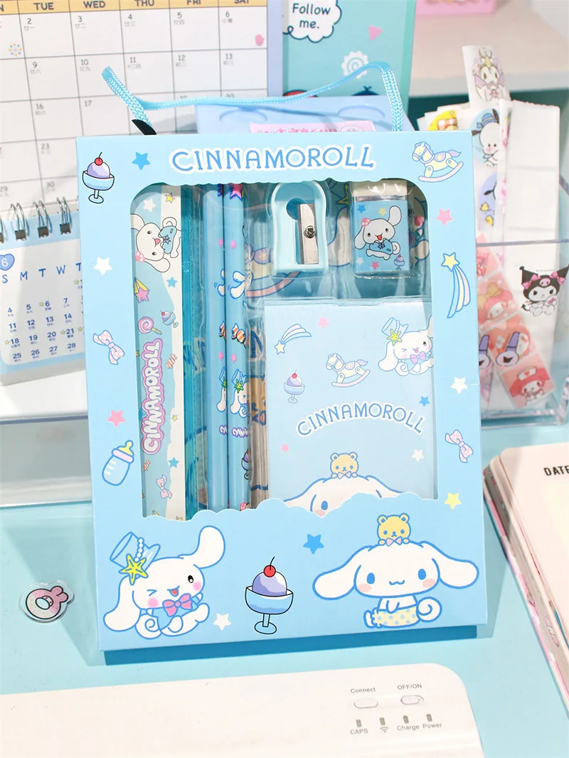 Sanrio Papelaria Gift Box Set para Estudantes, Presentes de Aniversário, Pacote Dos Desenhos Animados, Material Escolar Estudante