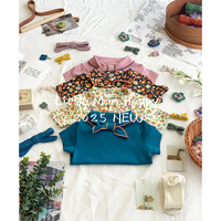 2025 Spring/summer new MP series children's cotton floral short sleeve T-shirt boys and girls comfortable casual bow tie top