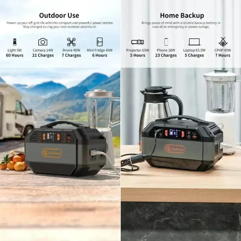 2025 P56 110V/230V Portable Power Station Camping Solar Generator 299Wh 330W AC Outlets Li-ion Battery Backup Power For Home Out