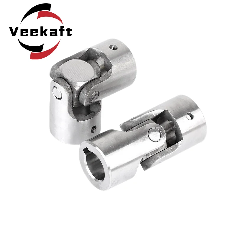 veekaft 1PC 304 stainless steel universal joint coupler D49L108 25/28/30mm cross universal joint single precision coupling