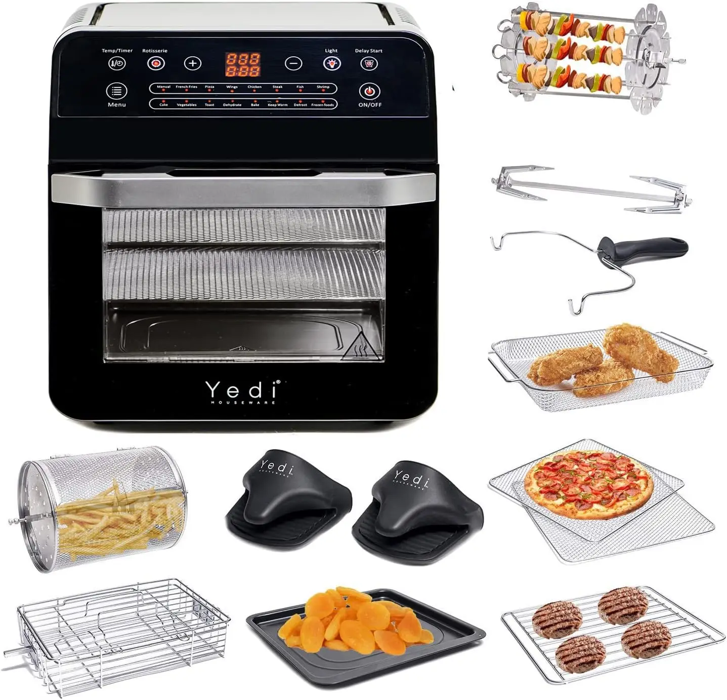 

Total Package Air Fryer Oven XL 12 7 Quart Deluxe Accessory Kit Recipes BPA Free Auto Shutoff Black