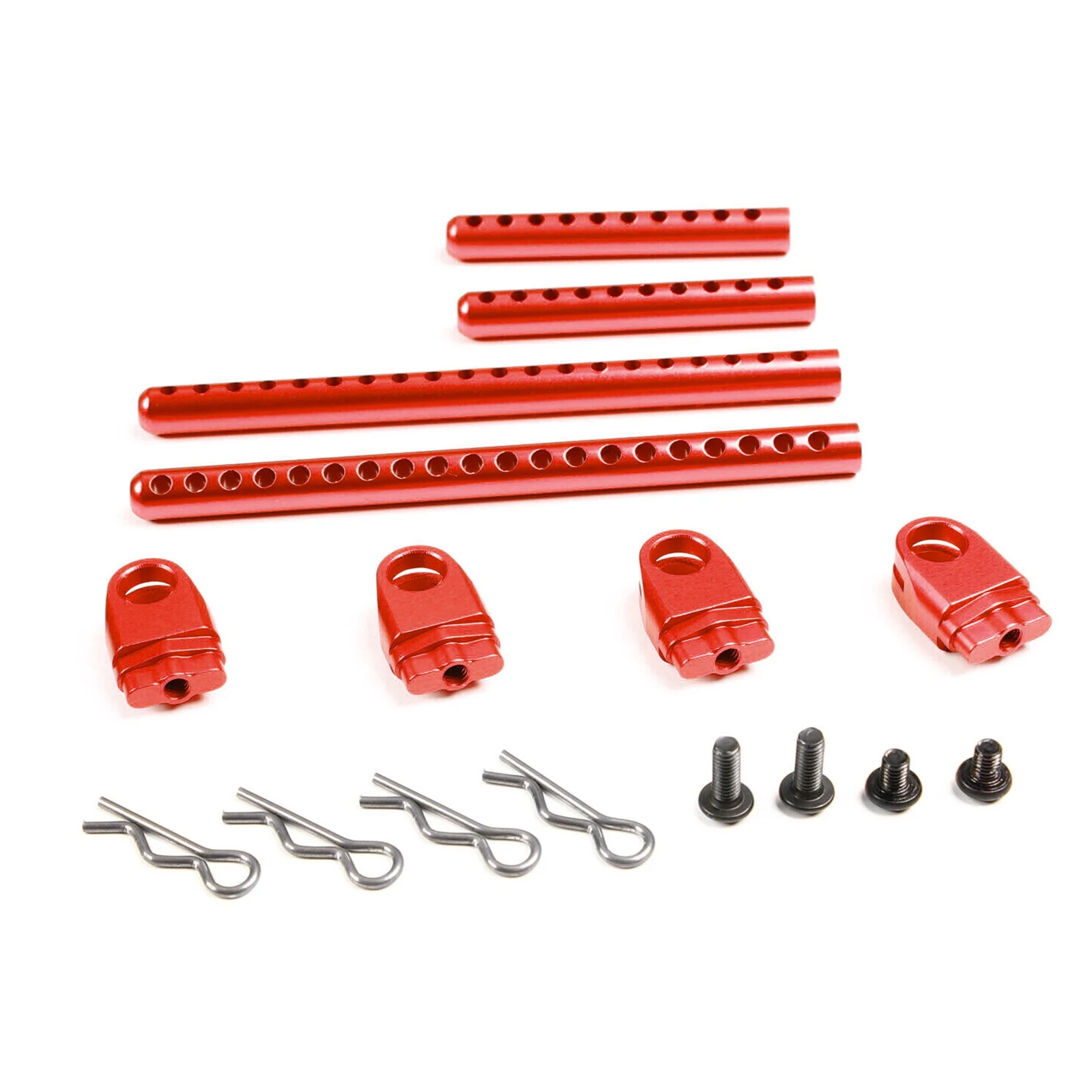 مجموعة تركيب الجسم المعدنية المجمعة لـ Tamiya TT02، تعديل الارتفاع بدون أدوات وعقد آمن مع مشابك R متضمنة