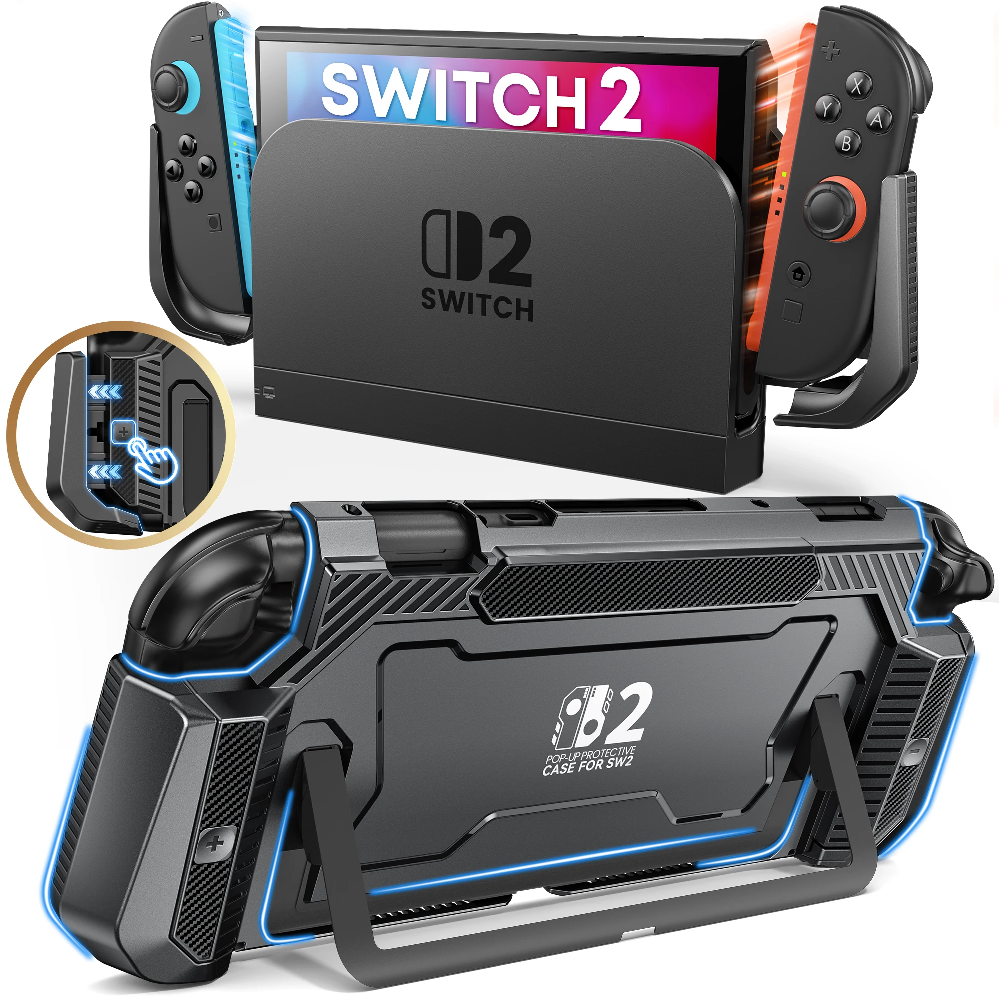 

BEBONCOOL NP300 для Switch2: Легкий защитный чехол с выдвижной конструкцией для аксессуаров Switch2, черный