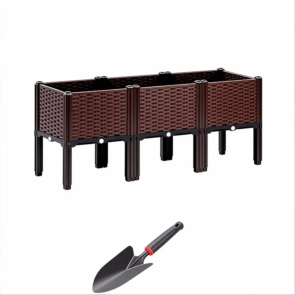 

3pcs Raised Garden Bed with Legs, Elevated Plastic Planter Box for Outdoor Plants,, Vegetables And Herbs