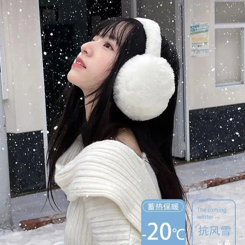 1pc proteção fria inverno à prova de vento earmuffs quente portátil dobrável earmuffs feminino cor sólida opcional pelúcia earmuff earflap