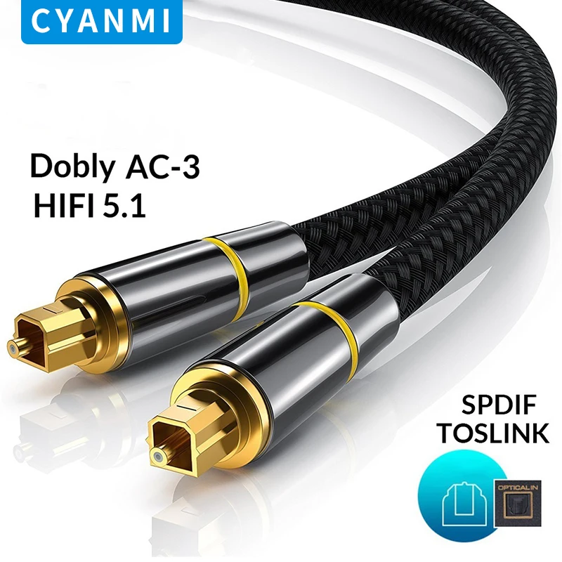 CYANMI Optic Audio Cable Digital Optical Fiber Cable Toslink 1m 10m SPDIF Coaxial Cable for Amplifiers Player PS4 Soundbar Cable