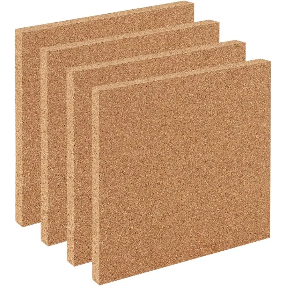 4 Stück quadratische Pinnwände, 5,9 x 5,9 Zoll, nicht selbstklebende Holz-Korktafel, 1 cm dick, quadratische Nachricht, Holzplatte, dekorativ