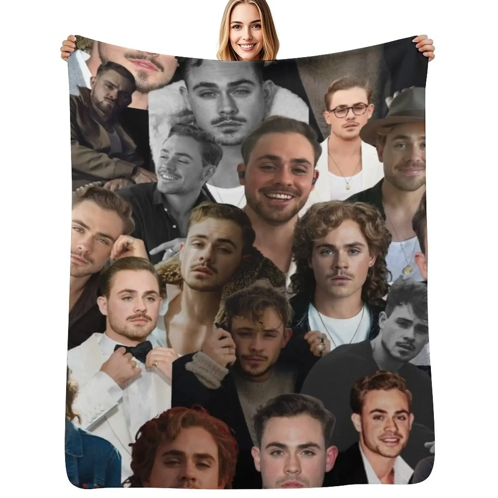 

Dacre Montgomery photo collage Throw Blanket Nap Furry Plaid Custom Blanket