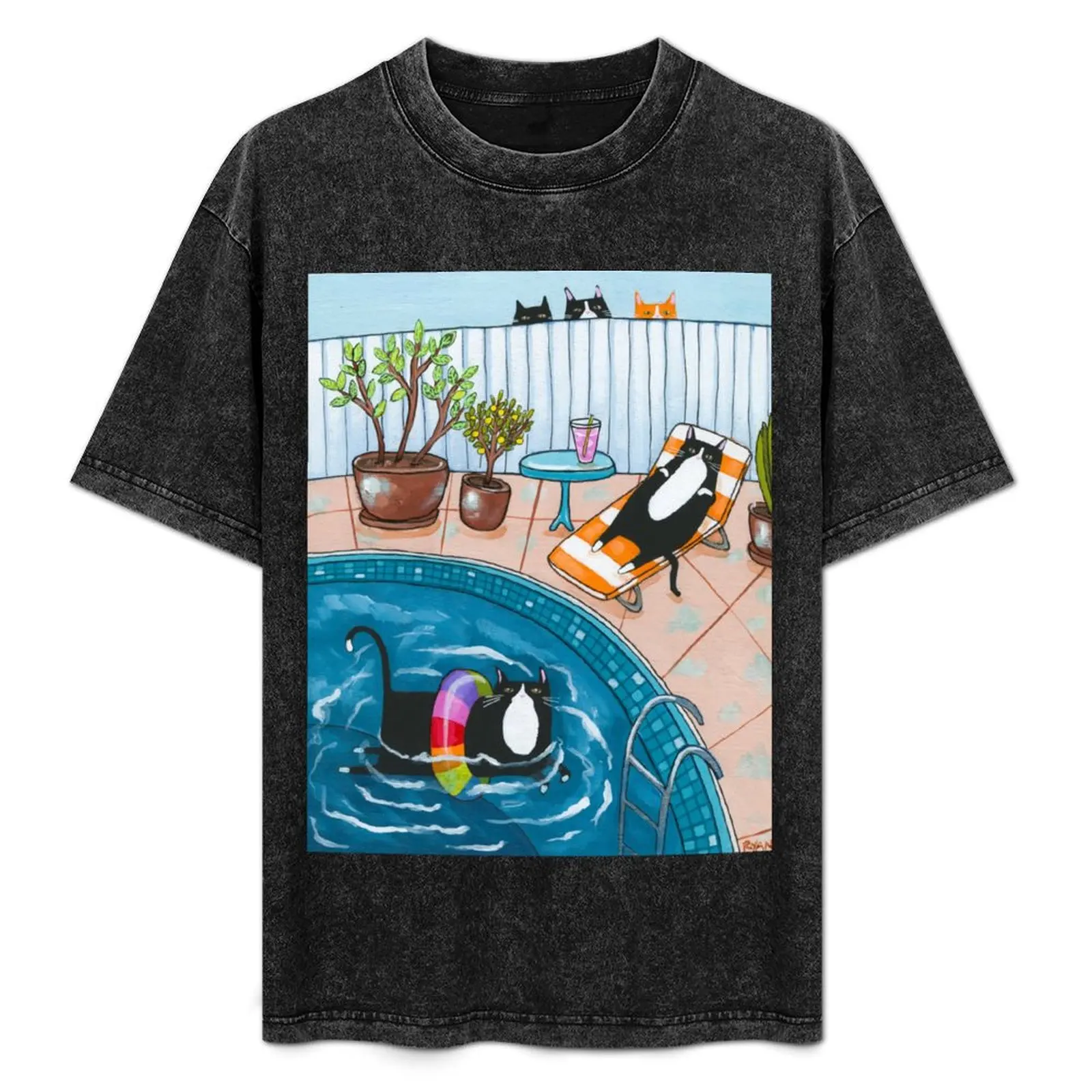 Pool Time Cats T-Shirt Blouse anime figures tee shirts for men