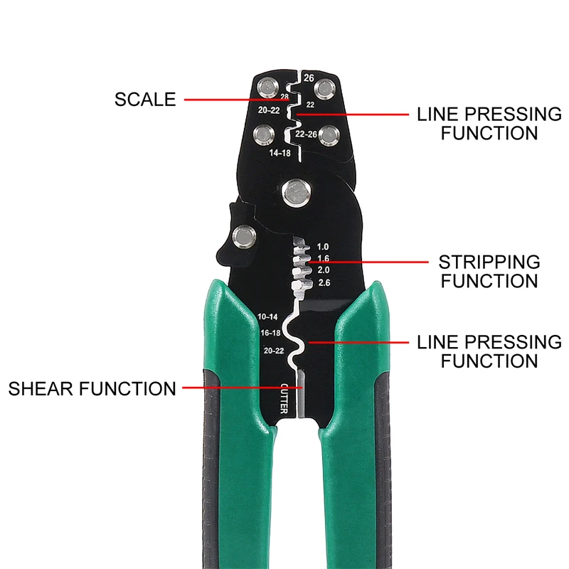 Multifunktionales 4-in-1 Elektrisches Crimpzangen-Set mit 140/280 Stück Flachsteckern, Abisolierzangen, Schneidwerkzeug und Crimpwerkzeug – Detail 4