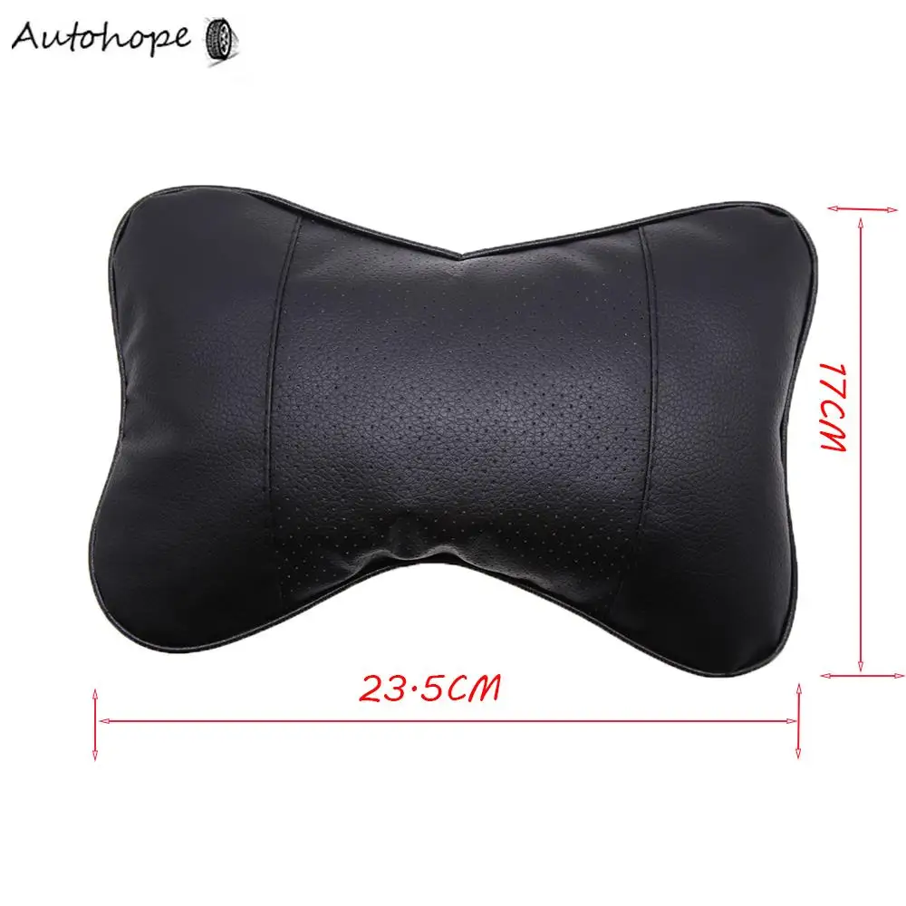 1/2PC Car Neck Pillow Filled Fiber Pu Leather Pack Headrest Backrest Cushion Protector Neck Support Car Seat Universal