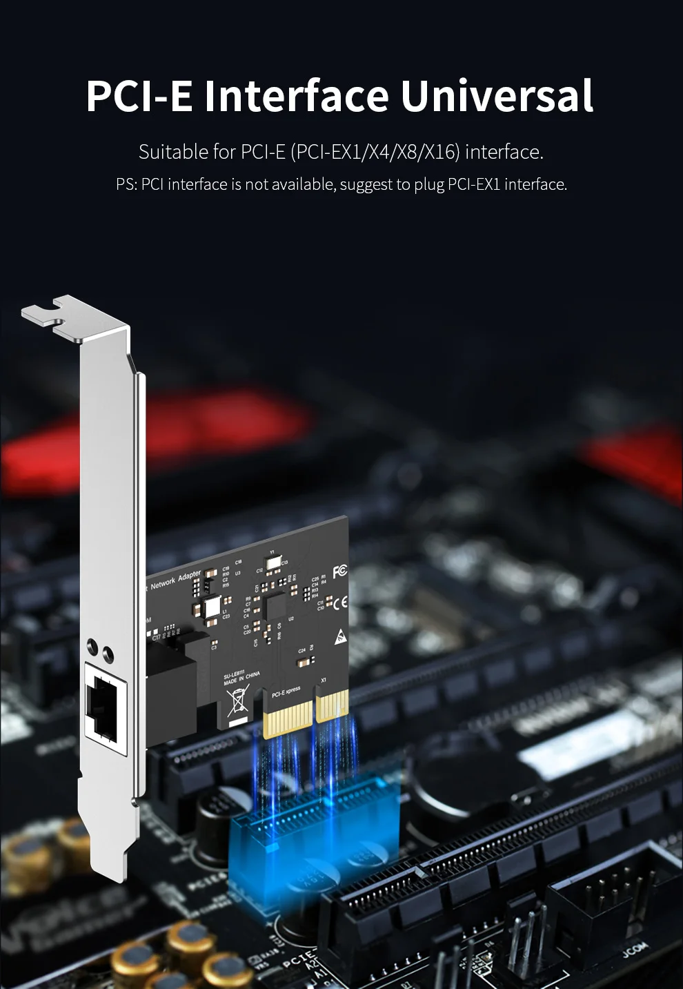 Comfast placa de rede pci-e para pci express rj45 gigabit ethernet lan 2.5g 1000mbps adaptador wi-fi para desktop windows/linux/mac os