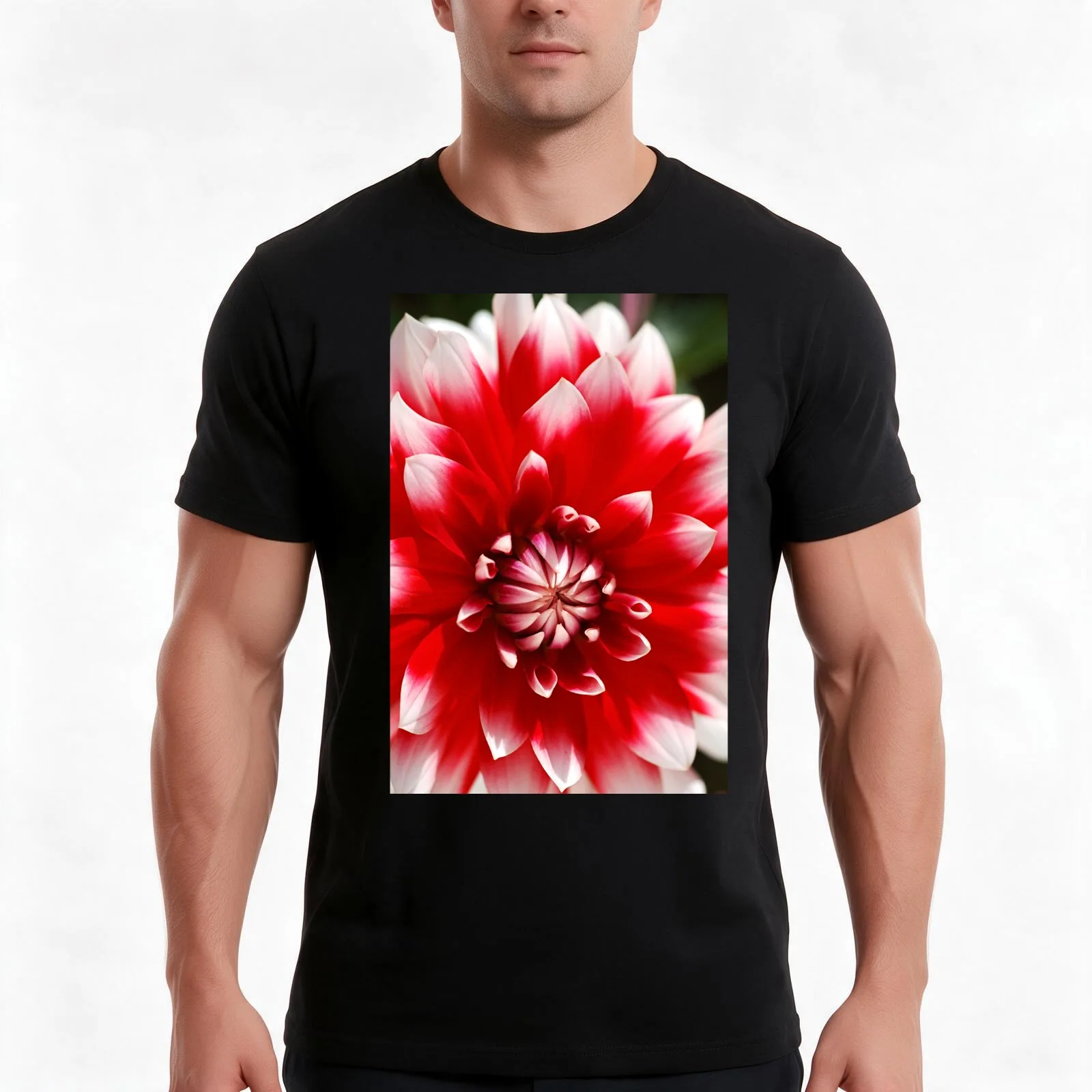 Delight Red White Dahlia T-Shirt Summer Casual Cotton Tee Oversized Streetwear Tops Vintage Graphic Print Unisex Men Women