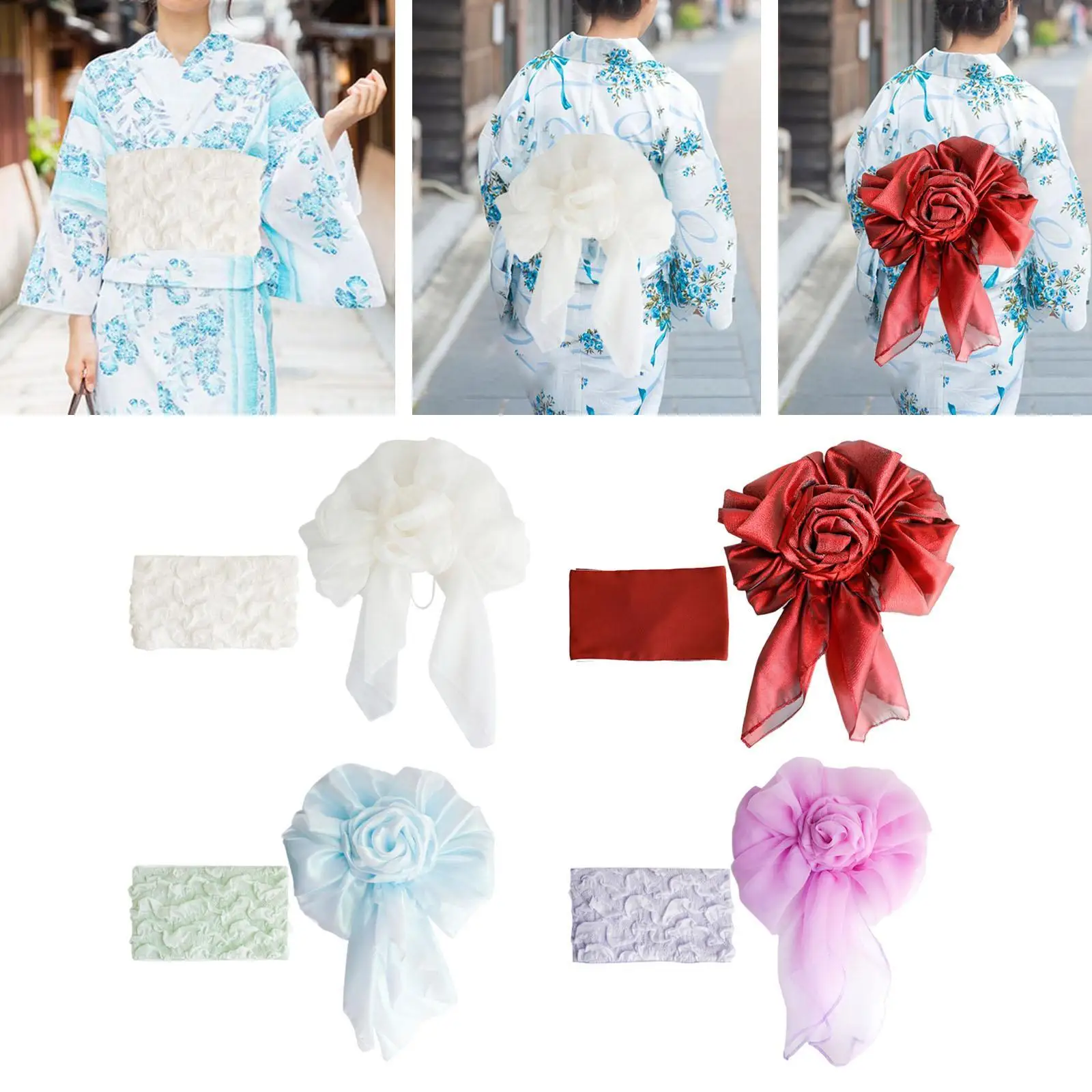 Kimono Obi Belt Soft Easy to Put on Yukata Robe Accessory for Party Wedding