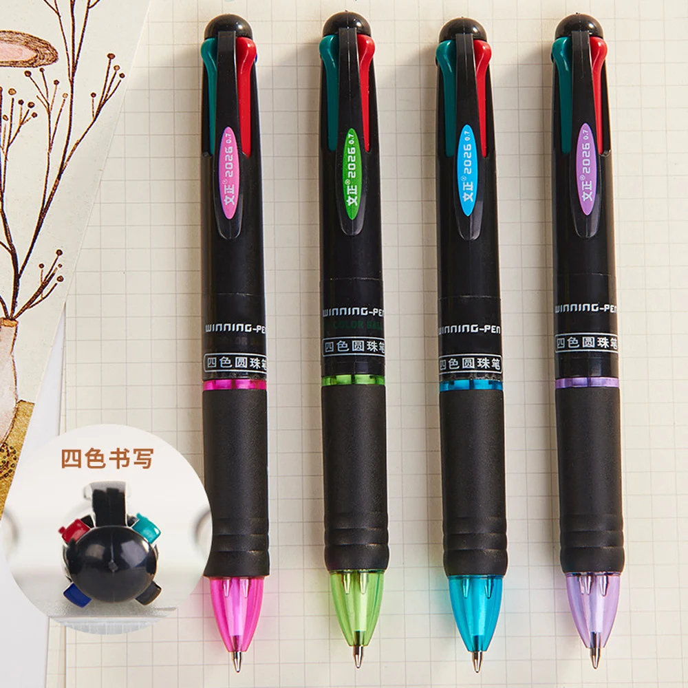 

40 Pcs 4 Colors Ballpoint Pen Colorful Pen 0.7mm Red Green Blue Black Refill Stationery School Chancery Office Supply Material