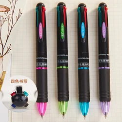 4 Pcs/Lot 0.7mm Smooth Write 4 in 1 Transparent Handle Ballpoint Pen Stationery Pens Novelty Gift Ideas School Office Supply