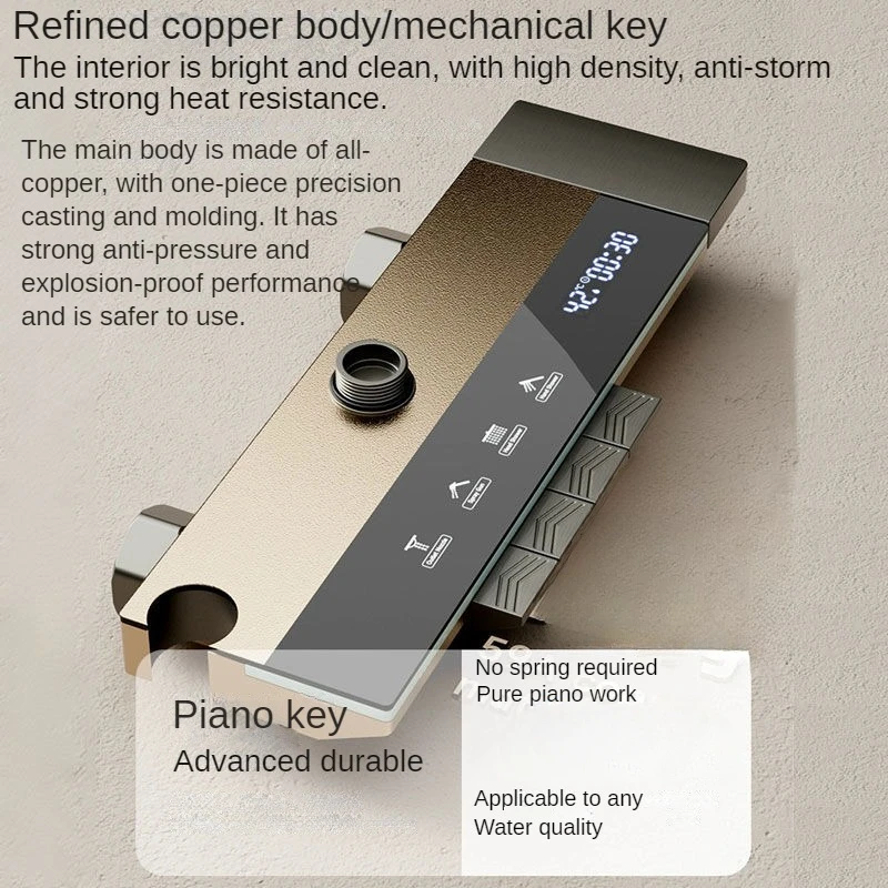 Imagem -05 - Sistema Inteligente de Chuveiro com Display Digital de Temperatura Torneira de Parede para Banheiro Chuva Chave Piano Funções