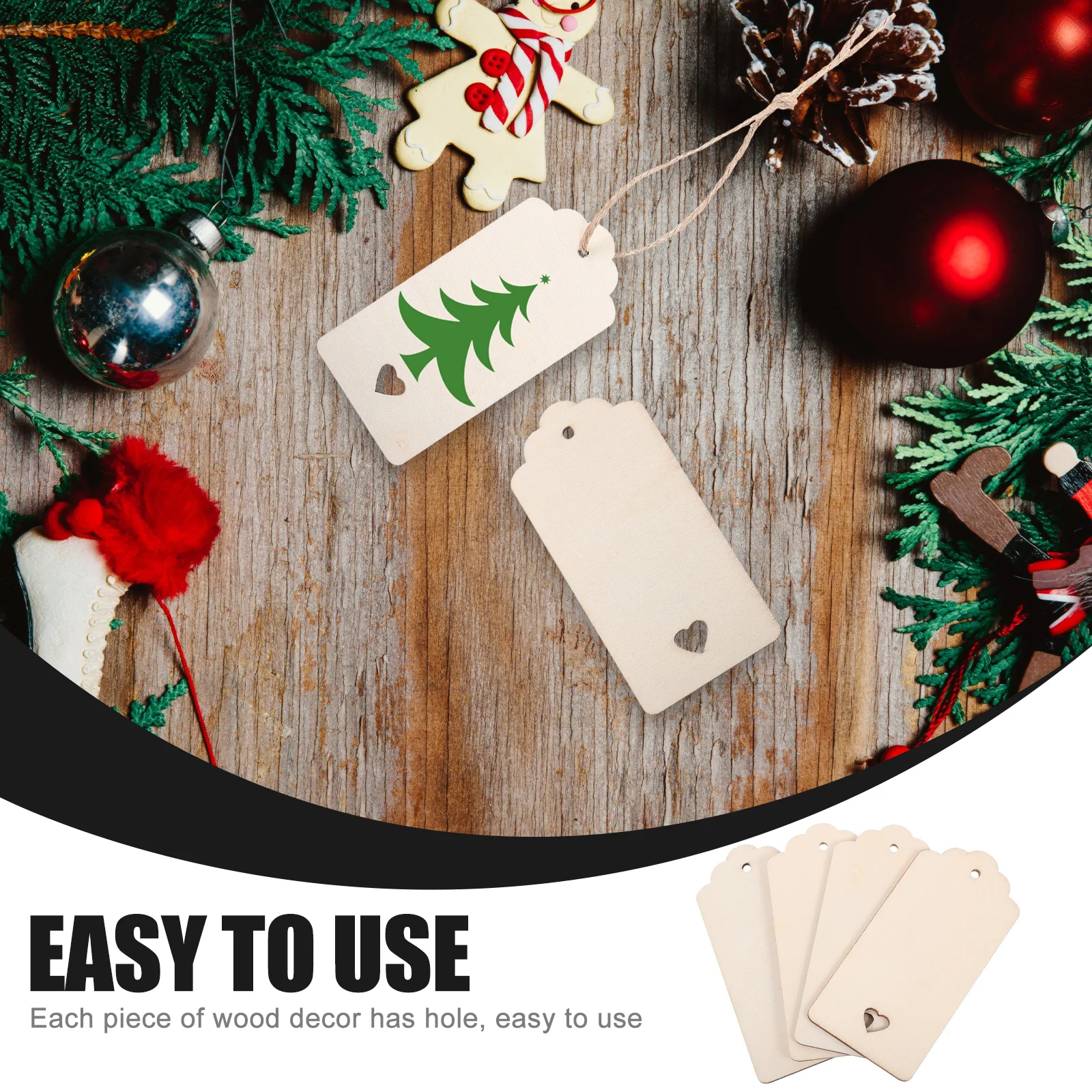 

24Sets Wooden Christmas Cutouts Unfinished Wood Slices DIY Pendant Crafts for Xmas Tree Decoration Party Supplies