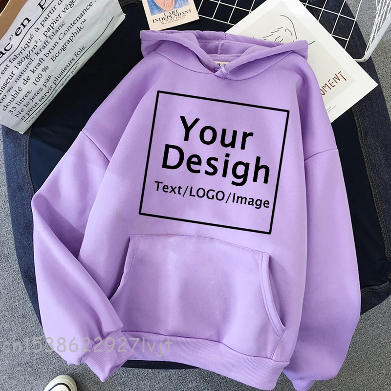 Sudadera con capucha con imagen de logotipo de texto Diy impreso personalizado Sudadera con capucha personalizada para mujer Sudadera con capucha personalizada con logotipo personalizado