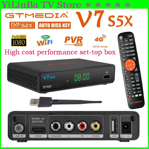 Imagen 2 del producto [Genuino] GTMEDIA V7 s5x Receptor de TV por satélite de gran valor DVB-S/S2 Full HD 1080P con USB WIFI Receptor Digital H.265Set top box
