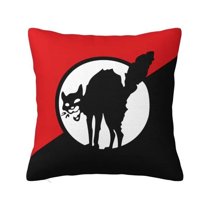 Custom Anarchist Black Cat Flag Pillow Covers Decor Home Modern Cushion Cover Velvet Pillowcase