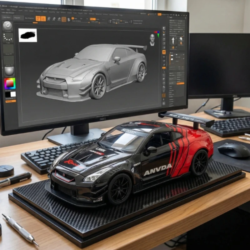 

1:32 Nissan GTR Track Edition Alloy Roadster Model Pull Back Four Wheels Shock Absorption Simulation Collectible Boy Toy