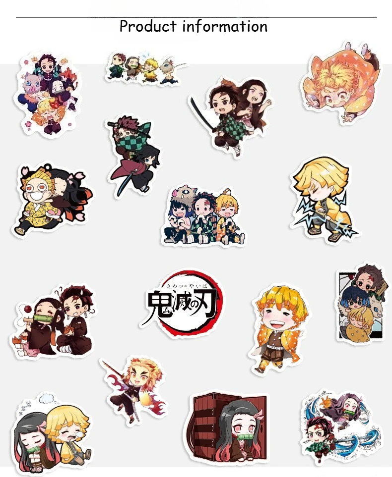 50 adesivi Cartoon Anime Demon Slayer: Kimetsu no Yaiba, adesivi decorativi impermeabili di alto valore per notebook e bagagli