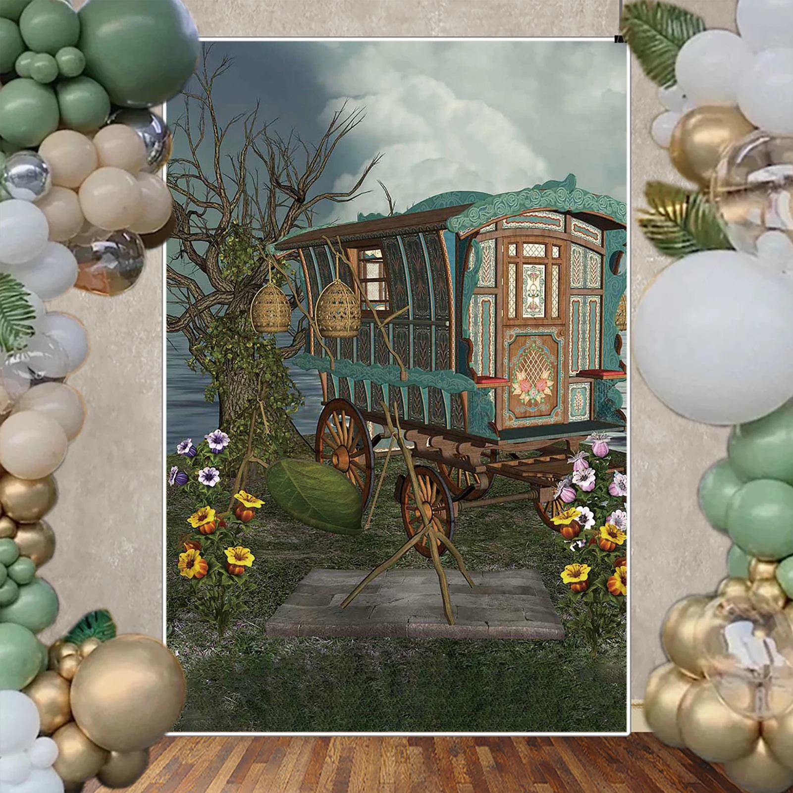 MOON.QG خلفية غابة حالمة خلفيات عشب السماء ملصق فوتوزون خلفية للتصوير الفوتوغرافي مستلزمات الحفلات للأطفال