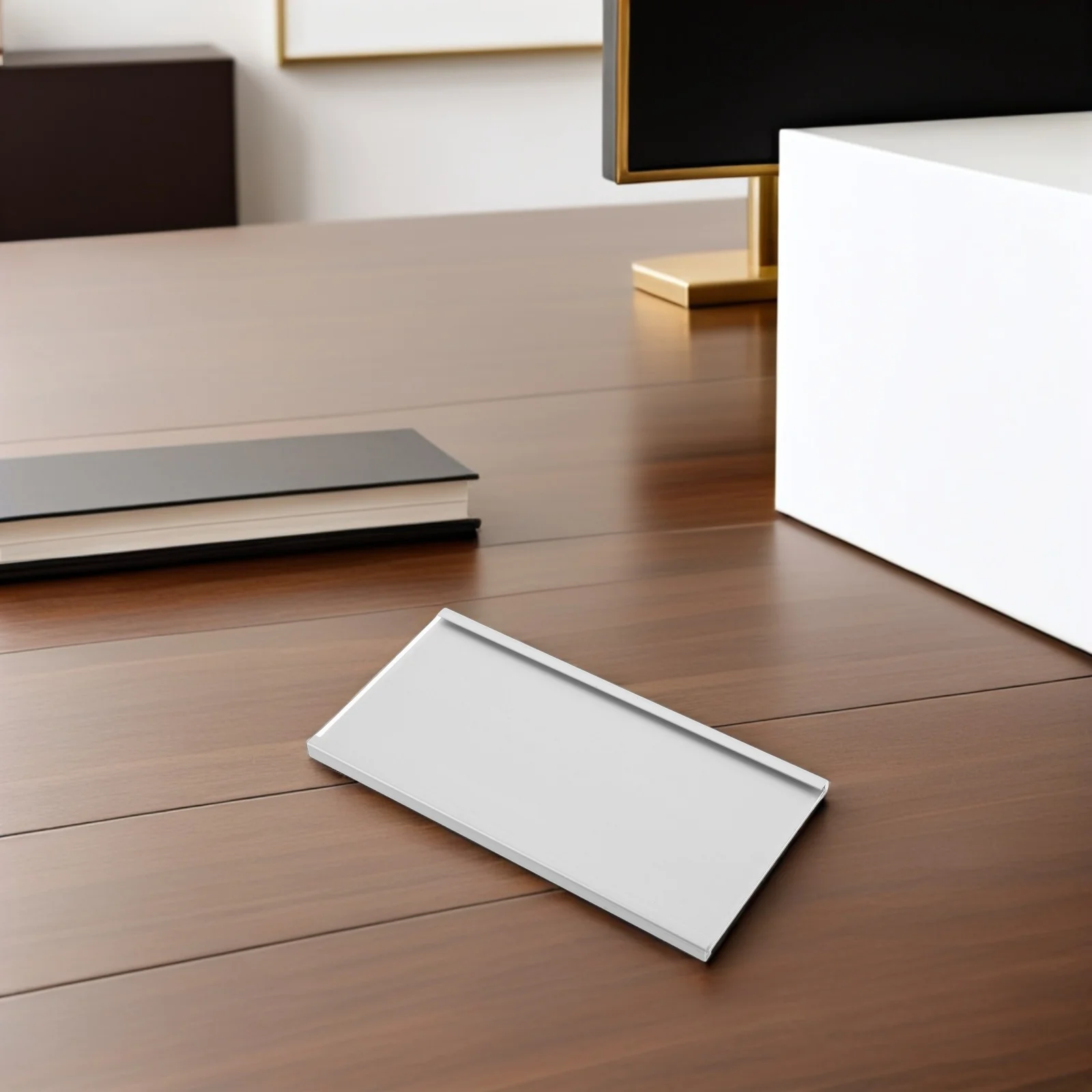 

Office Name Plate Holder 9X16Cm Aluminum Alloy Wall Mount Desk Door Sign Stand For Meeting Room Department Cubicle Name
