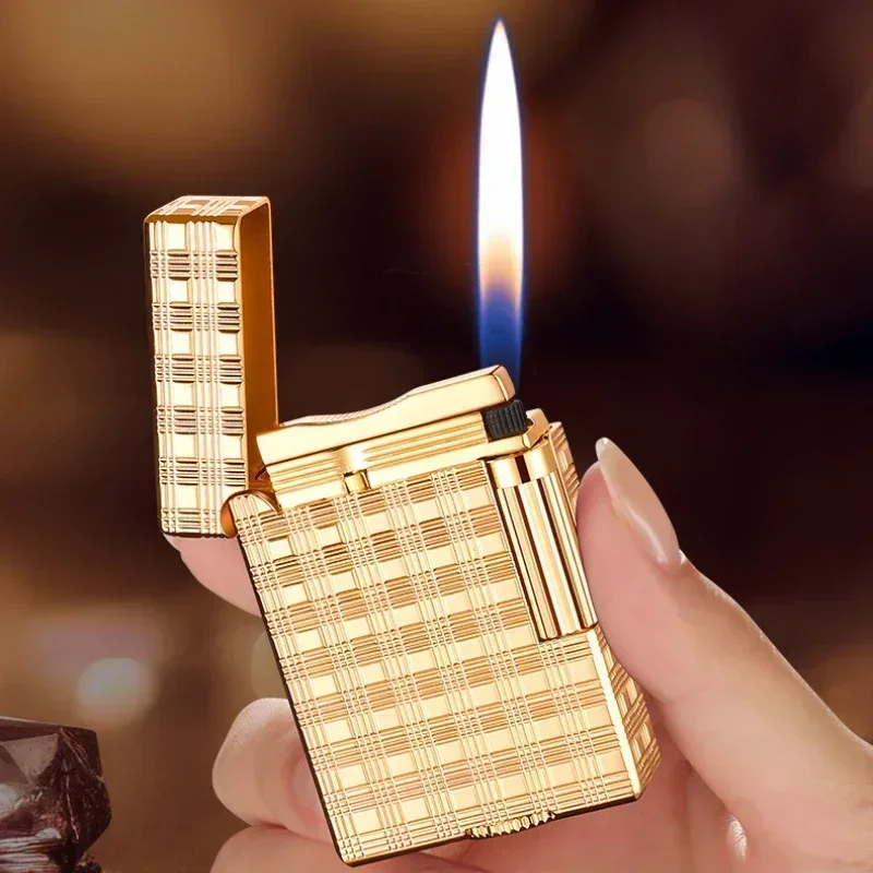 

Derui 258 carved side-sliding grinding wheel lighter, metal, fashionable and elegant high-quality men's holiday gift