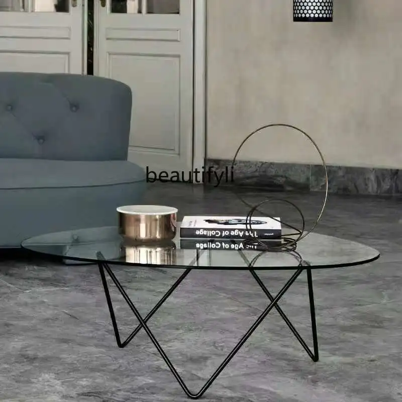 

zqNordic Minimalism Light Luxury Creative Personalized Coffee Table Glass Table Home Living Room Simple Modern