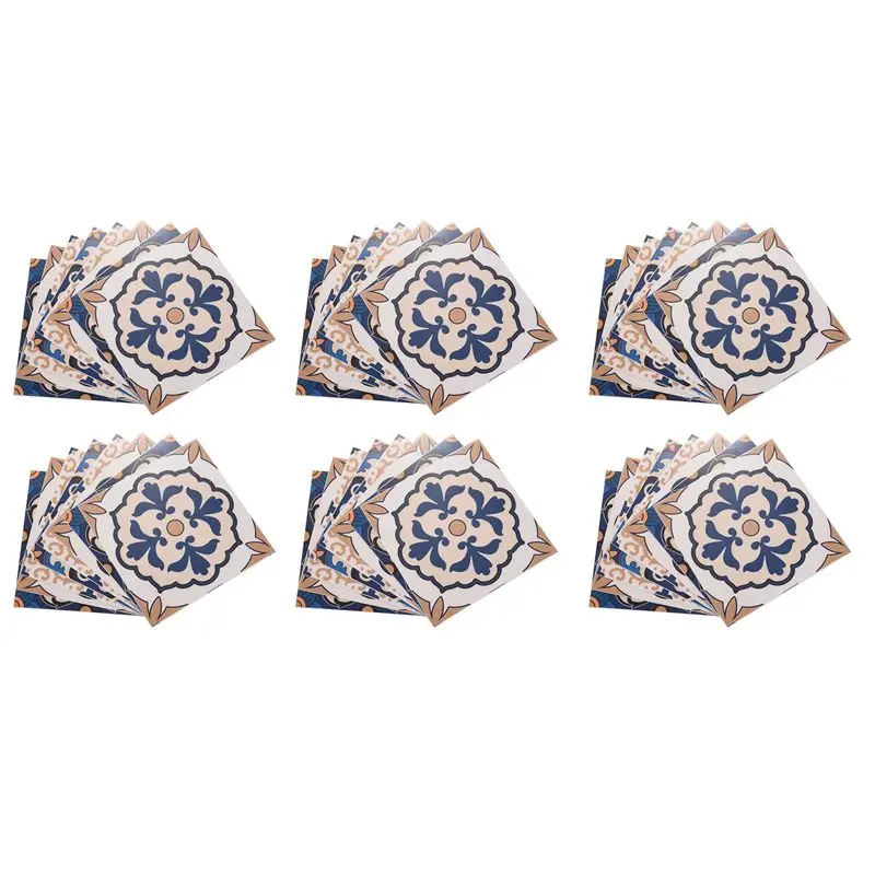 B84B-60Pcs Moroccan Style Tile Stickers Waterproof Wall Stickers Bathroom Art Decor,6X6 Inch