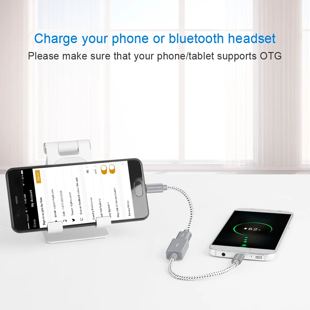 محول USB إلى Micro USB من كابل Creation، 0.15 متر، ذكر إلى أنثى، لأجهزة Micro-B، محرك فلاش، ماوس، لوحة مفاتيح