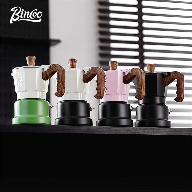 BINCOO Three-Valve Moka Pot with Electric Ceramic Stove Set Home Manual Grinder Compact Espresso Machine Outdoor Set 2Cups/1Cup
