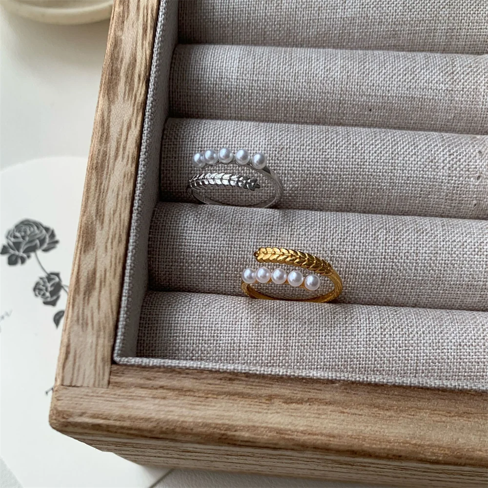 

Женское кольцо из стерлингового серебра S925 в корейском стиле, жемчуг с пшеничными ушками, минималистичный нишевый универсальный ремешок премиум-класса