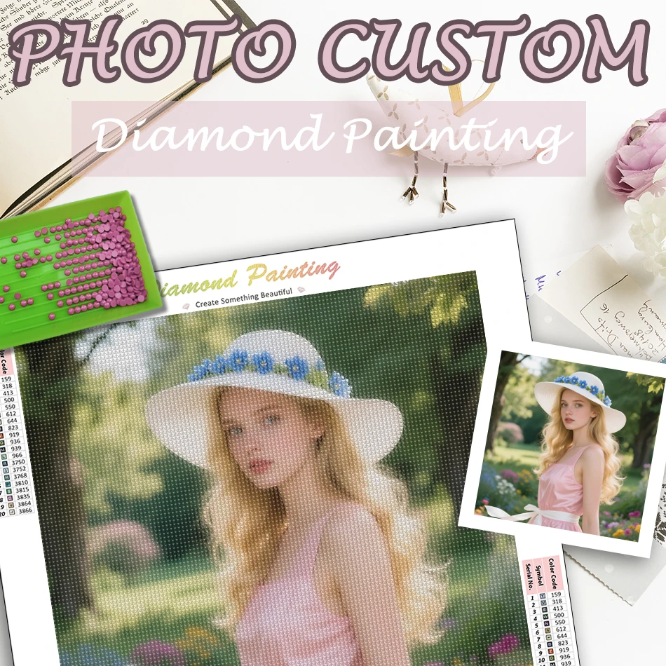 

GATYZTORY Photo Custom Diamond Painting Complete Kit Rhinestones Full Square Drill Full Round Drill Personalized Gift Arts Craft