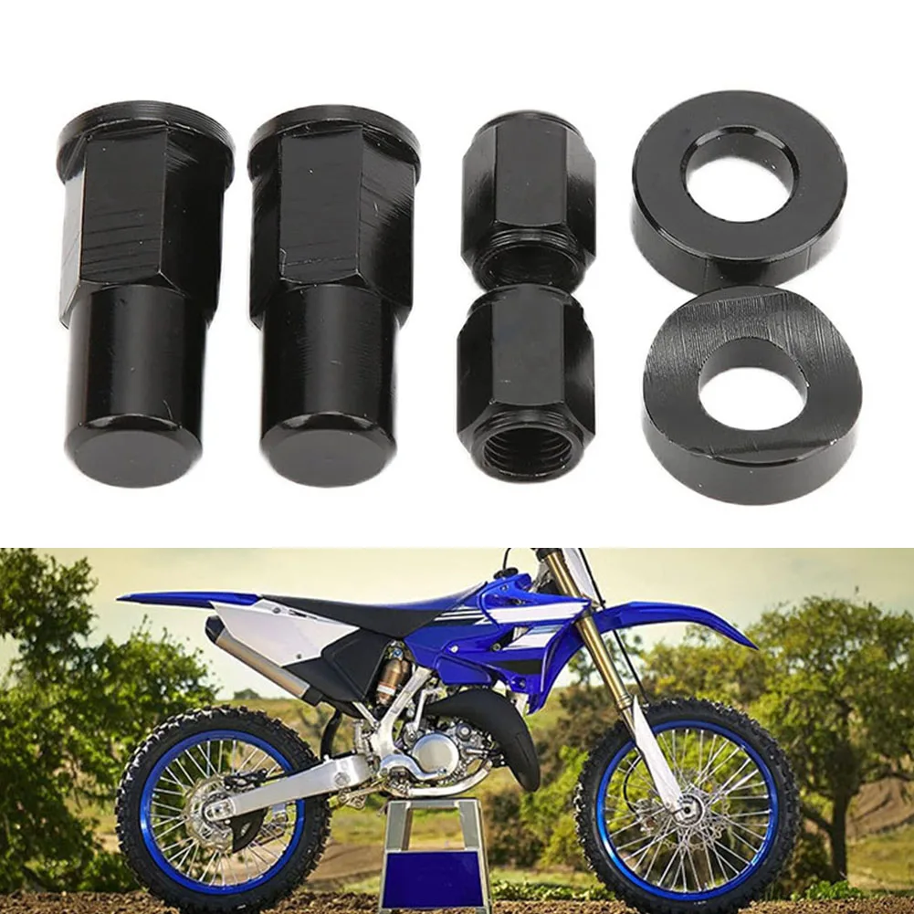 3Pcs/Set Aluminum Universal Motorcycle Rim Lock Nuts Spacer Kit Tire Valve Stem Caps Black