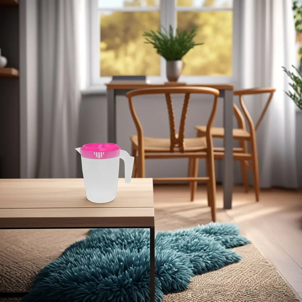 

2pcs Plastic Cold Water Pitcher Comfortable Handle Leakproof Lid Restaurant Bar Juice Jug Beverage Container High Capacity