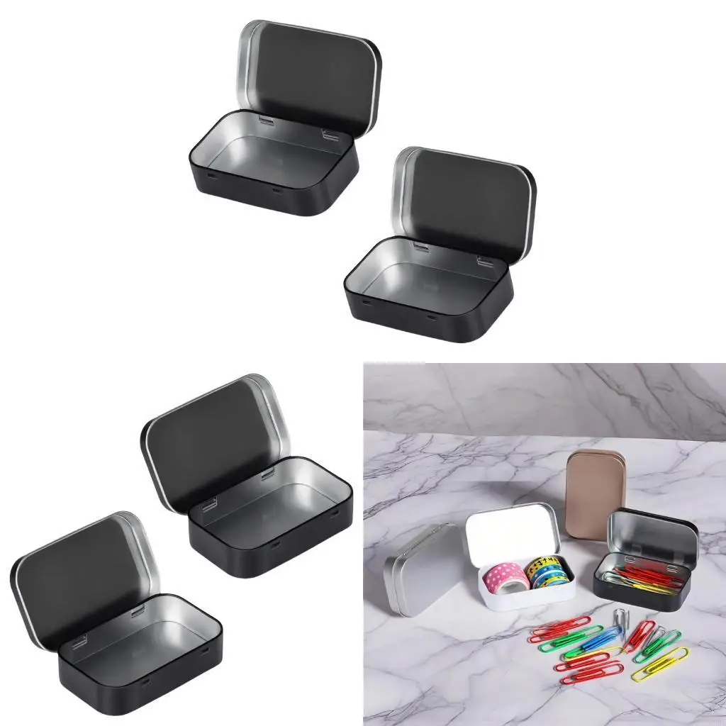 62KD Decorative Iron Storage Tins With Easy Access Lid Rustproof Organizers Container 2 Pack