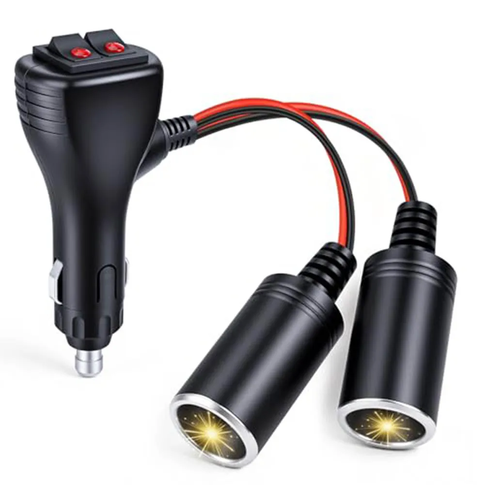 Vehicle Power Tap Car Socket Splitter Independent ON OFF Control 10A Fuse Protection Car Socket As Picture Show