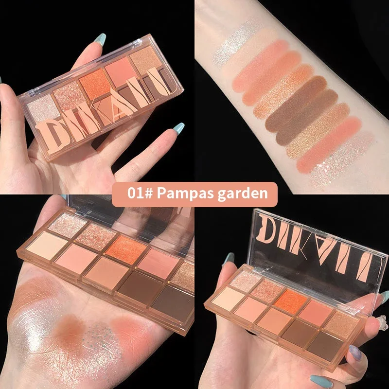 Paleta de sombras com glitter fosco prensado, 10 cores, lantejoulas, pérola, à prova d'água, sombras de olhos de longa duração, cosméticos coreanos, maquiagem